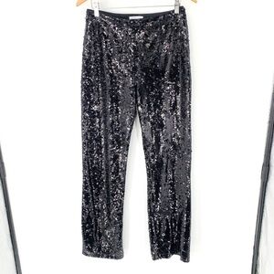 Stockholm Atelier & Other Stories Women Pants Sequins Black Flare Zip Leg Sz 8